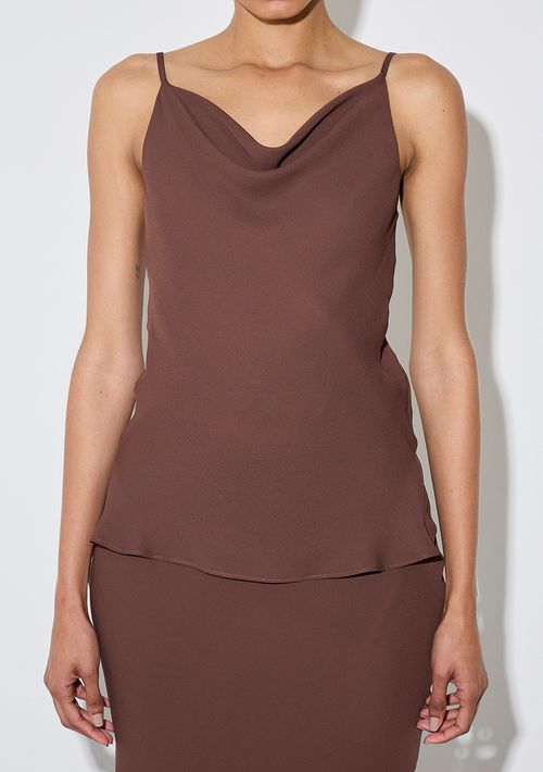 Regata Zinco Solta Decote Careca Padrão Marrom