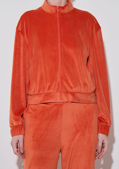 Casaco Zinco Solto Manga Longa Padrão Laranja