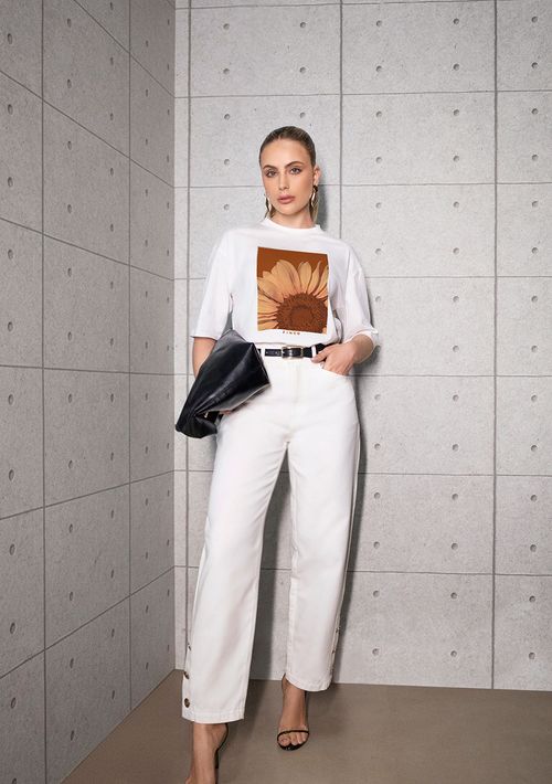 Calça Zinco Cenoura Alta Off White