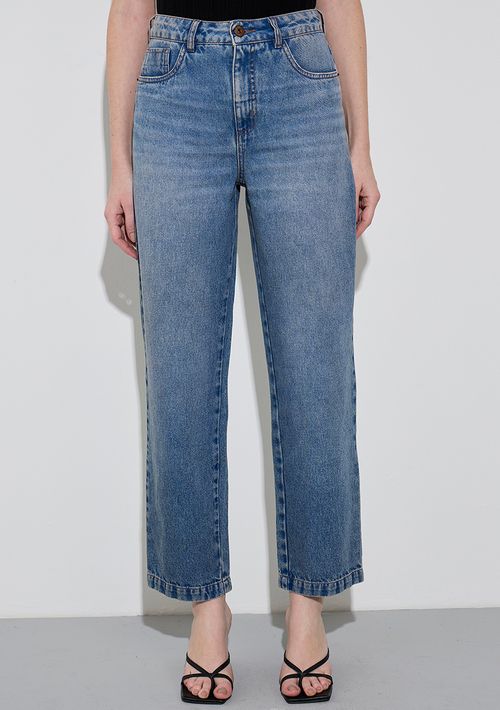 Calça Zinco Reta Alta Azul