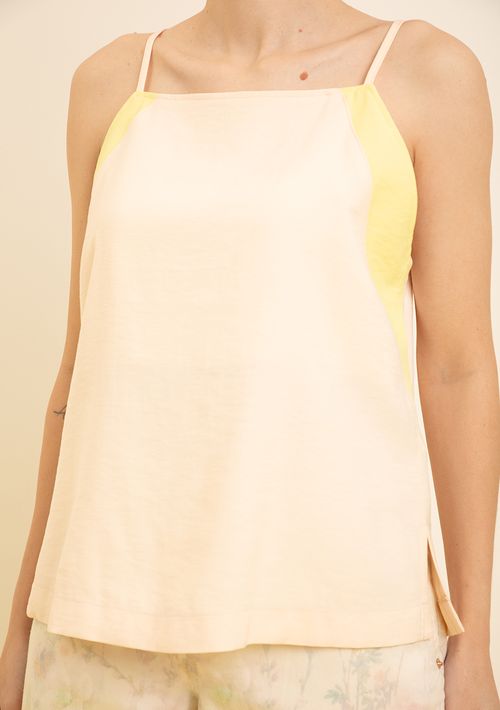 Regata Zinco Solta Decote Quadrado Padrão Bege