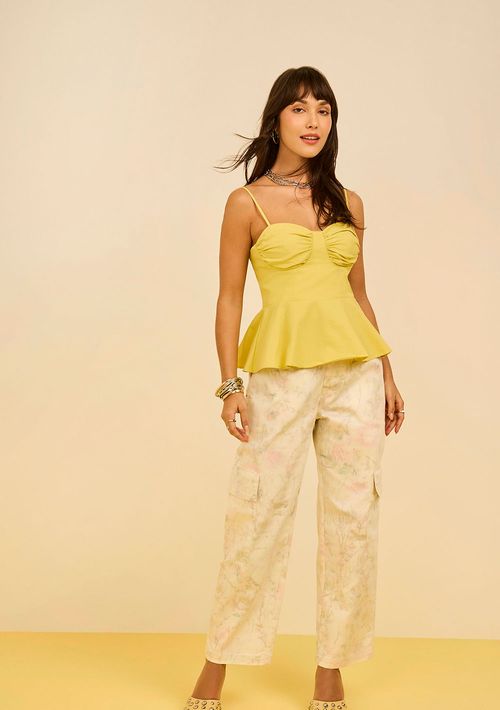 Calça Zinco Reta Média Amarelo