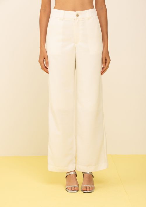 Calça Zinco Reta Alta Off White