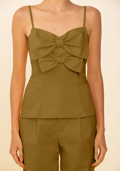 Regata Zinco Ajustada Decote V Padrão Marrom