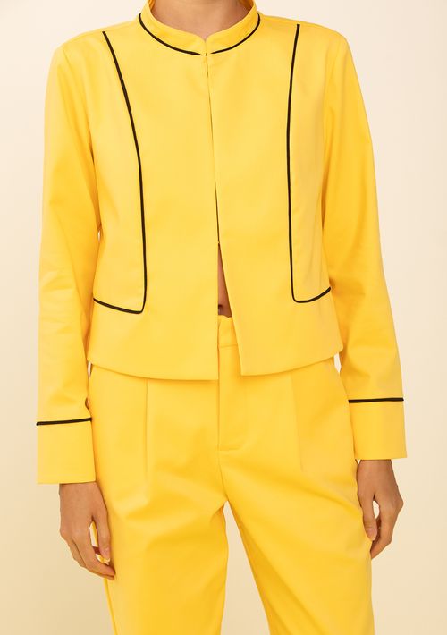Casaco Zinco Solto Manga Longa Padrão Amarelo
