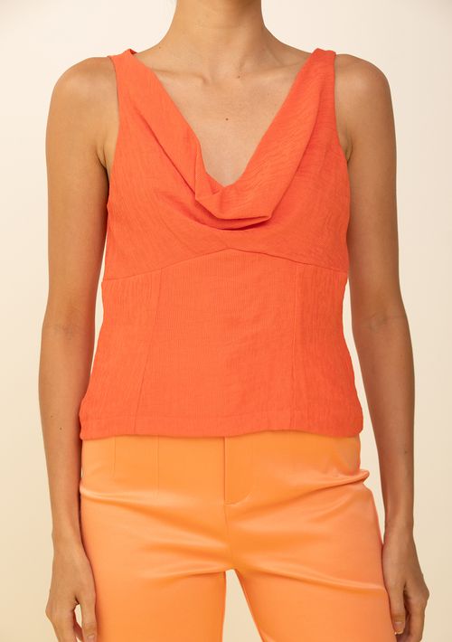 Regata Zinco Ajustada Decote Careca Padrão Laranja