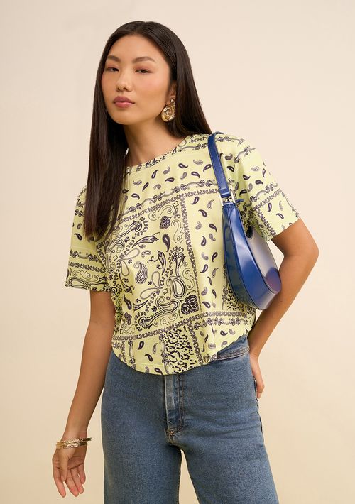 Camiseta Zinco Solta Decote Careca Manga Curta Padrão Verde