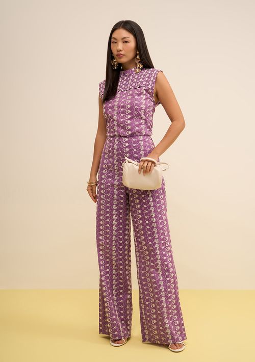 Calça Zinco Pantalona Alta Roxo