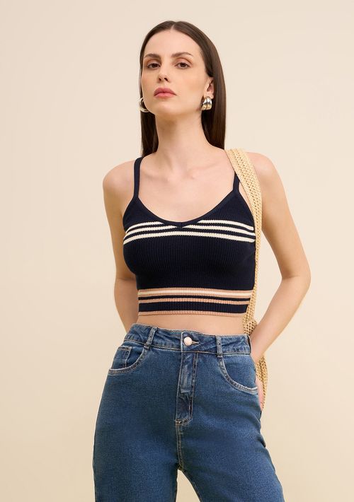 Regata Zinco Ajustada Decote V Padrão Preto