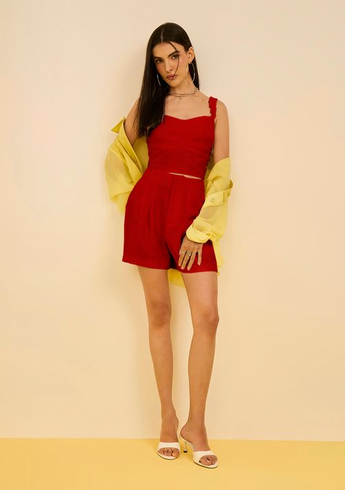 Shorts Zinco Reto Alta Vermelho