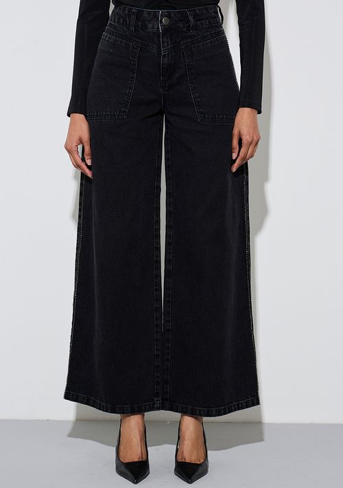 Calça Zinco Pantalona Média Preto