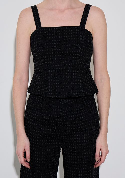 Top Zinco Decote Reto Alça Fina Preto